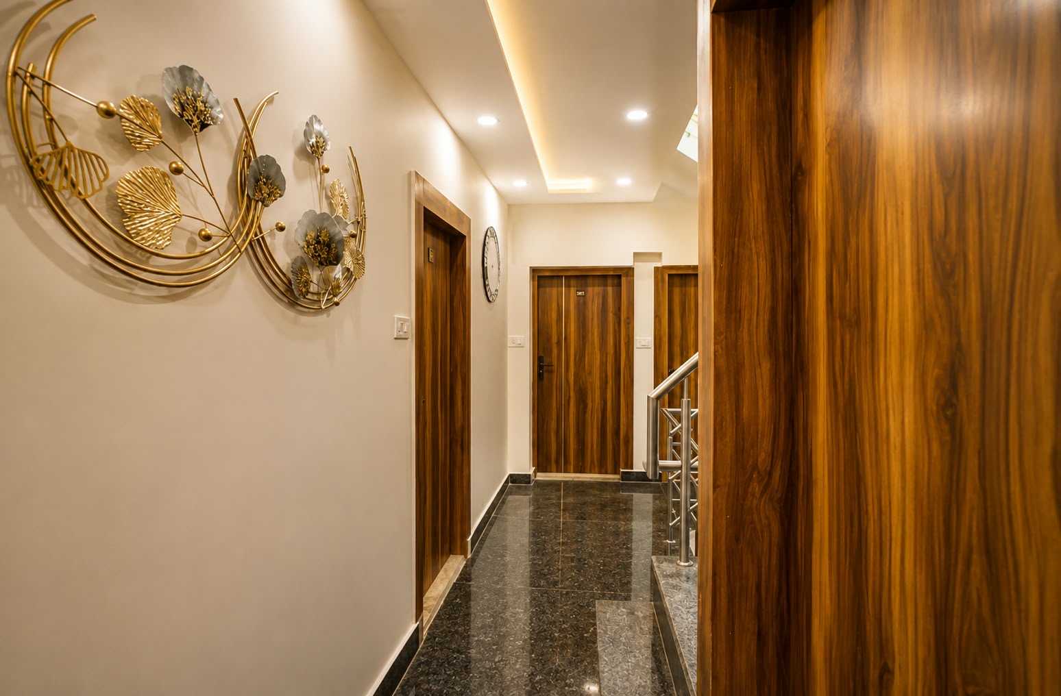 Elegant hotel corridor at Hotel Katra Retreat
